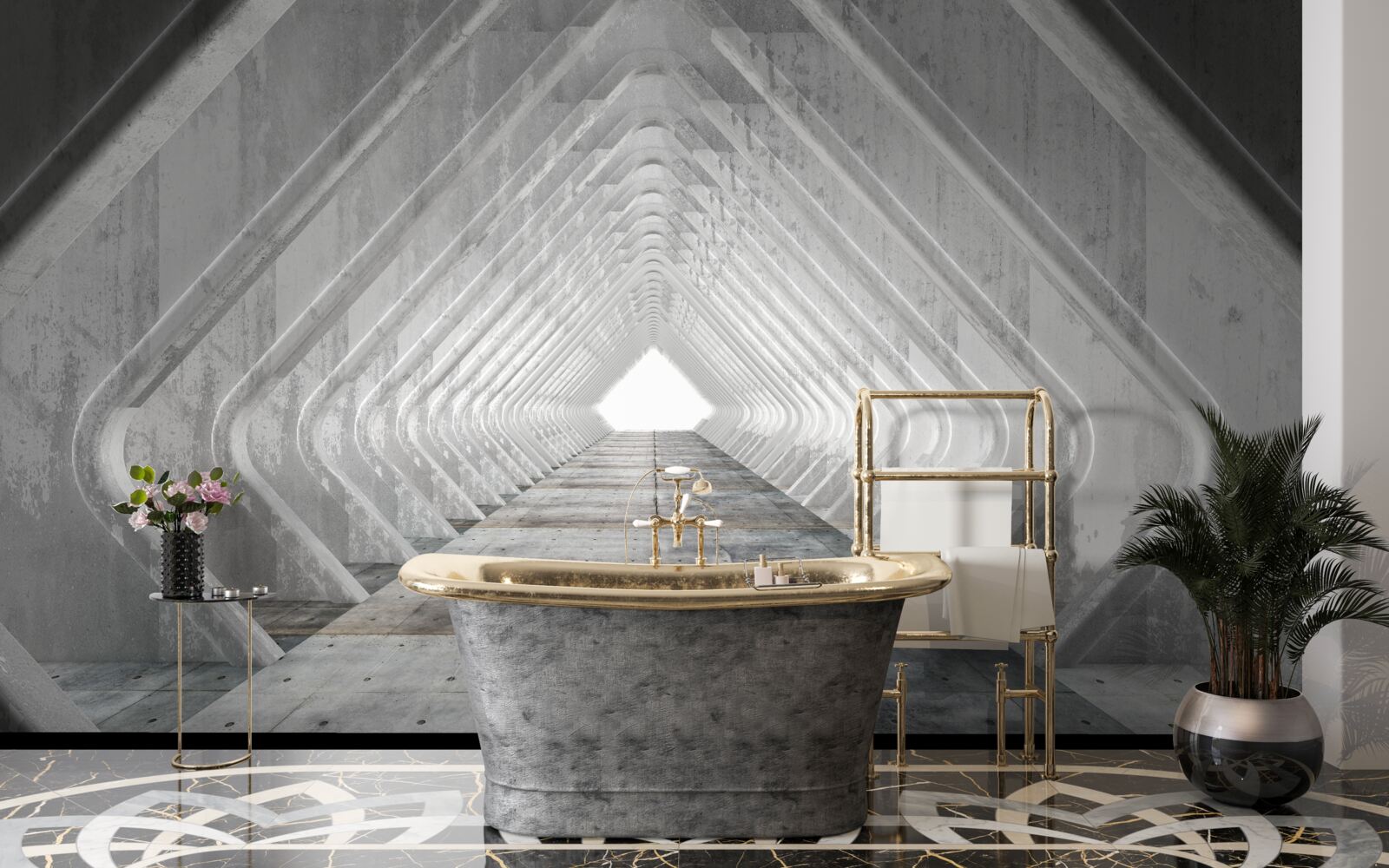 Fototapet coridor gri fără sfârșit