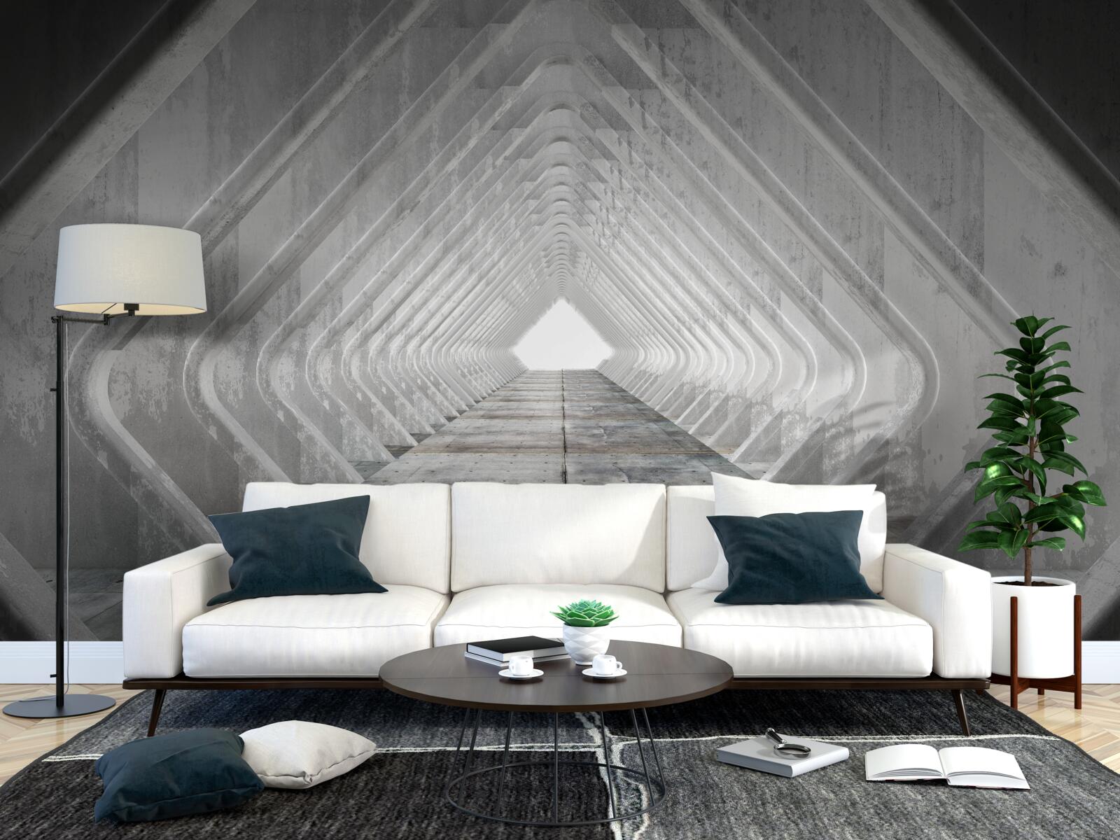Fototapet coridor gri fără sfârșit