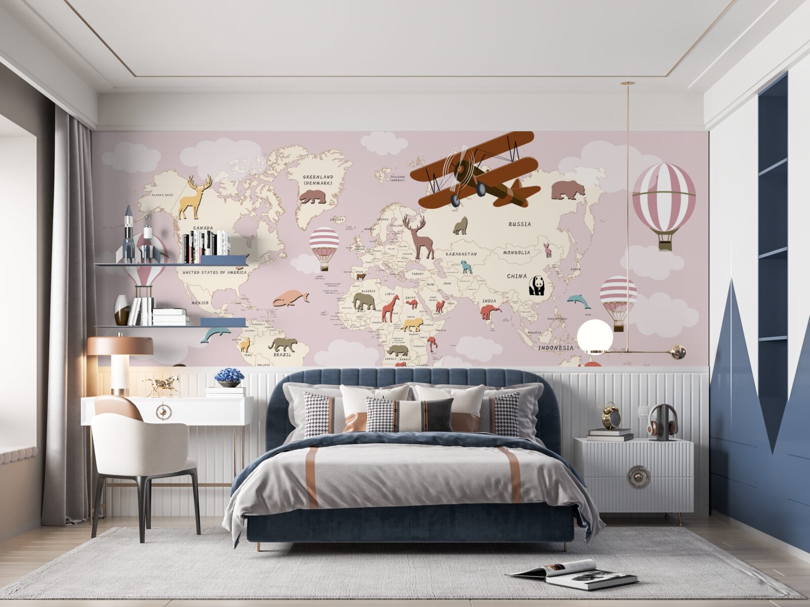 Fototapet harta lumii cu diverse detalii