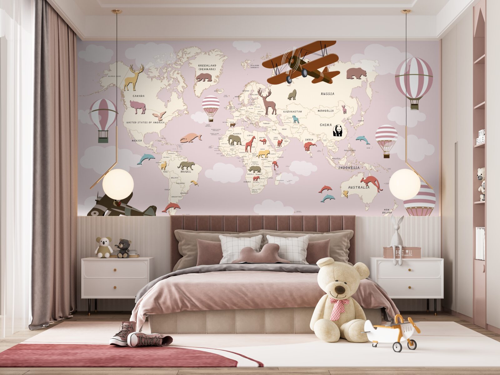 Fototapet harta lumii cu diverse detalii