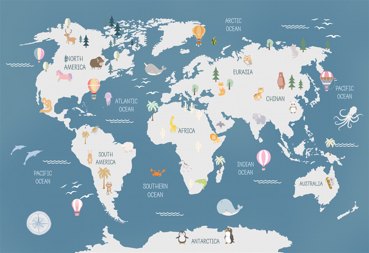 Fototapet o hartă a lumii în stil minimalist