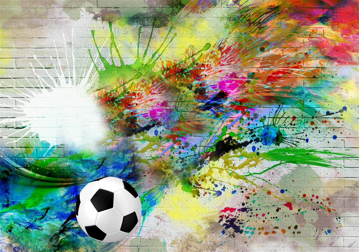 Fototapet fotbal împotriva unui perete luminos