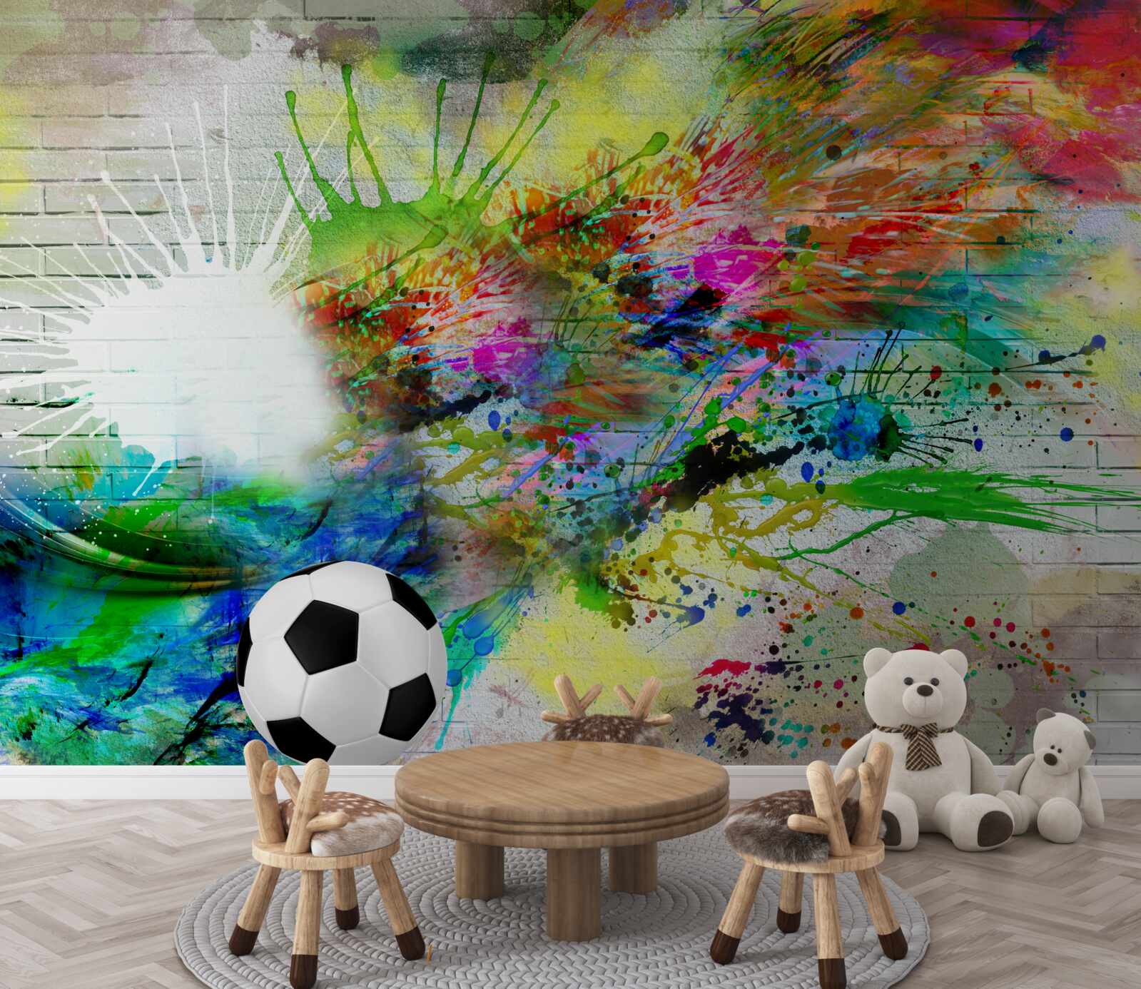 Fototapet fotbal împotriva unui perete luminos
