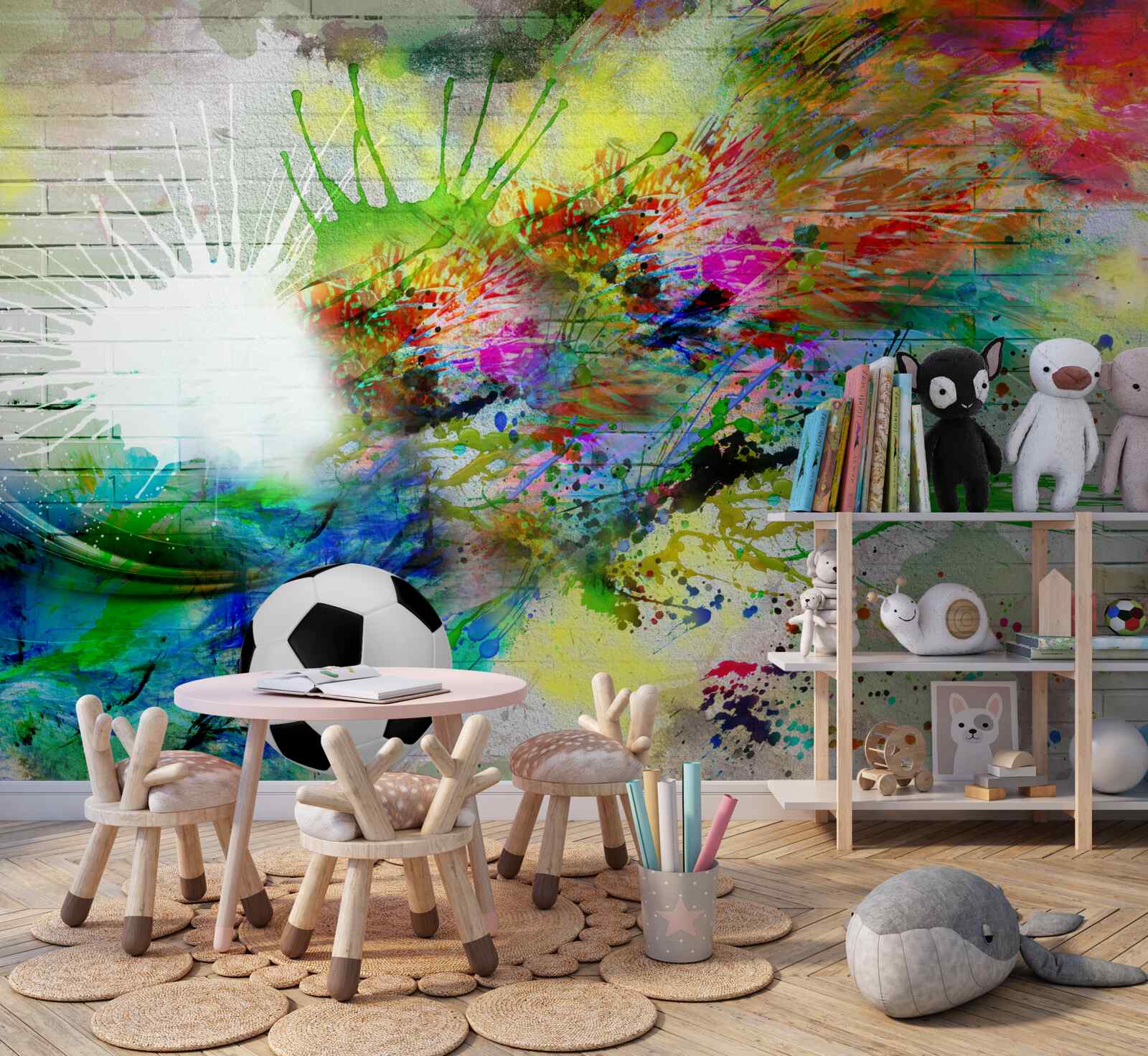 Fototapet fotbal împotriva unui perete luminos