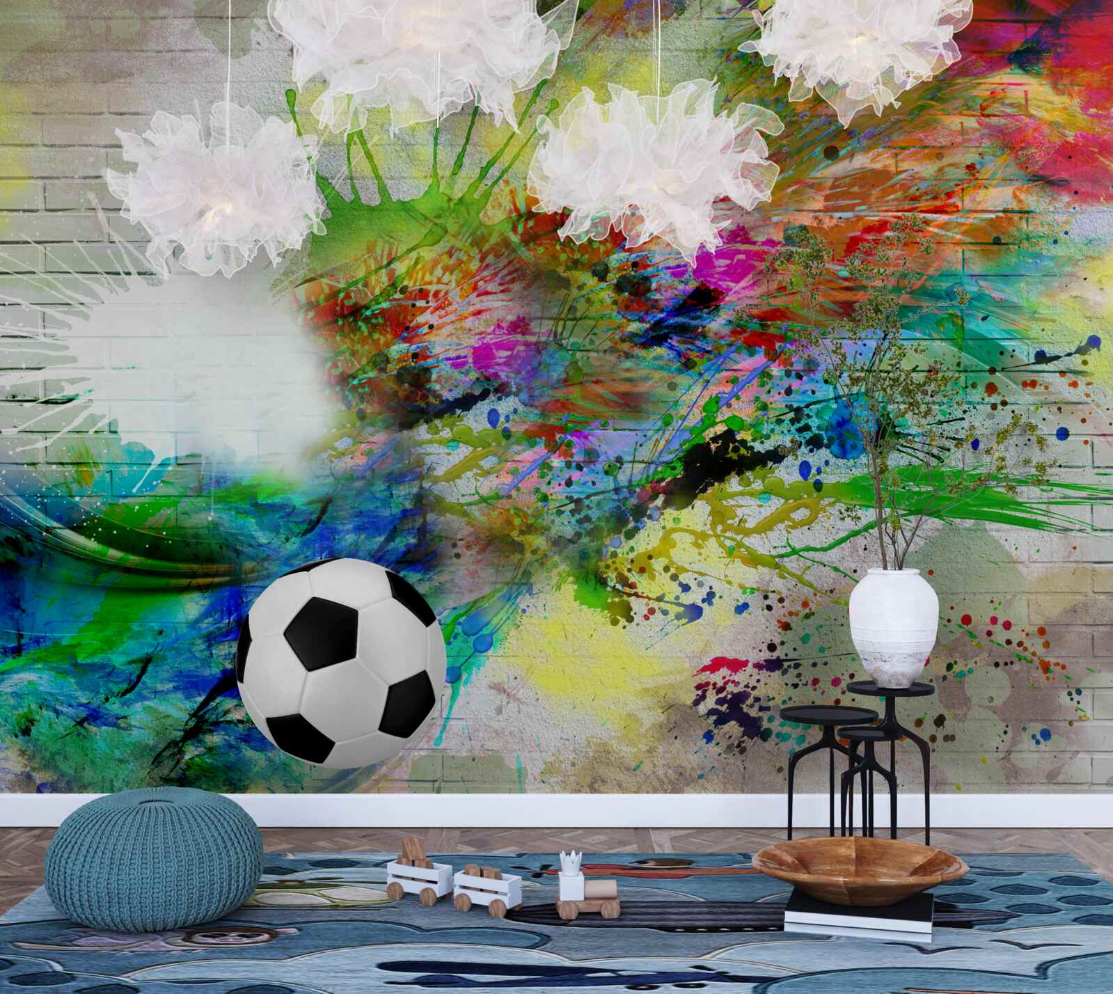 Fototapet fotbal împotriva unui perete luminos