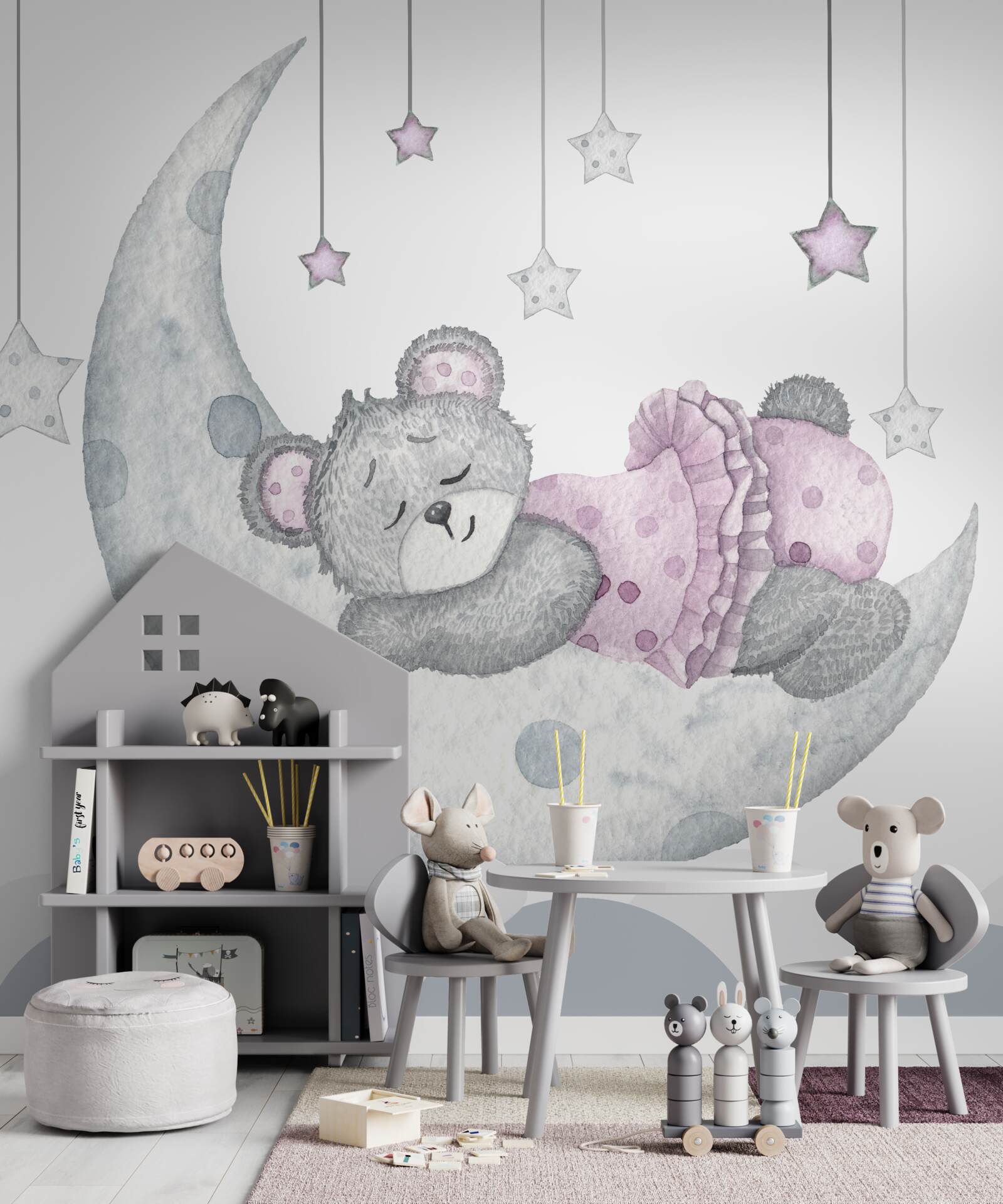 Fototapet ursul doarme pe lună