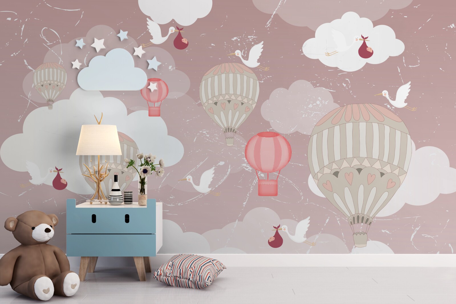 Fototapet printre baloane, berzele aduc copii