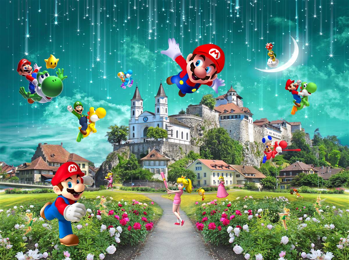 Fototapet personaje mario în metropolis