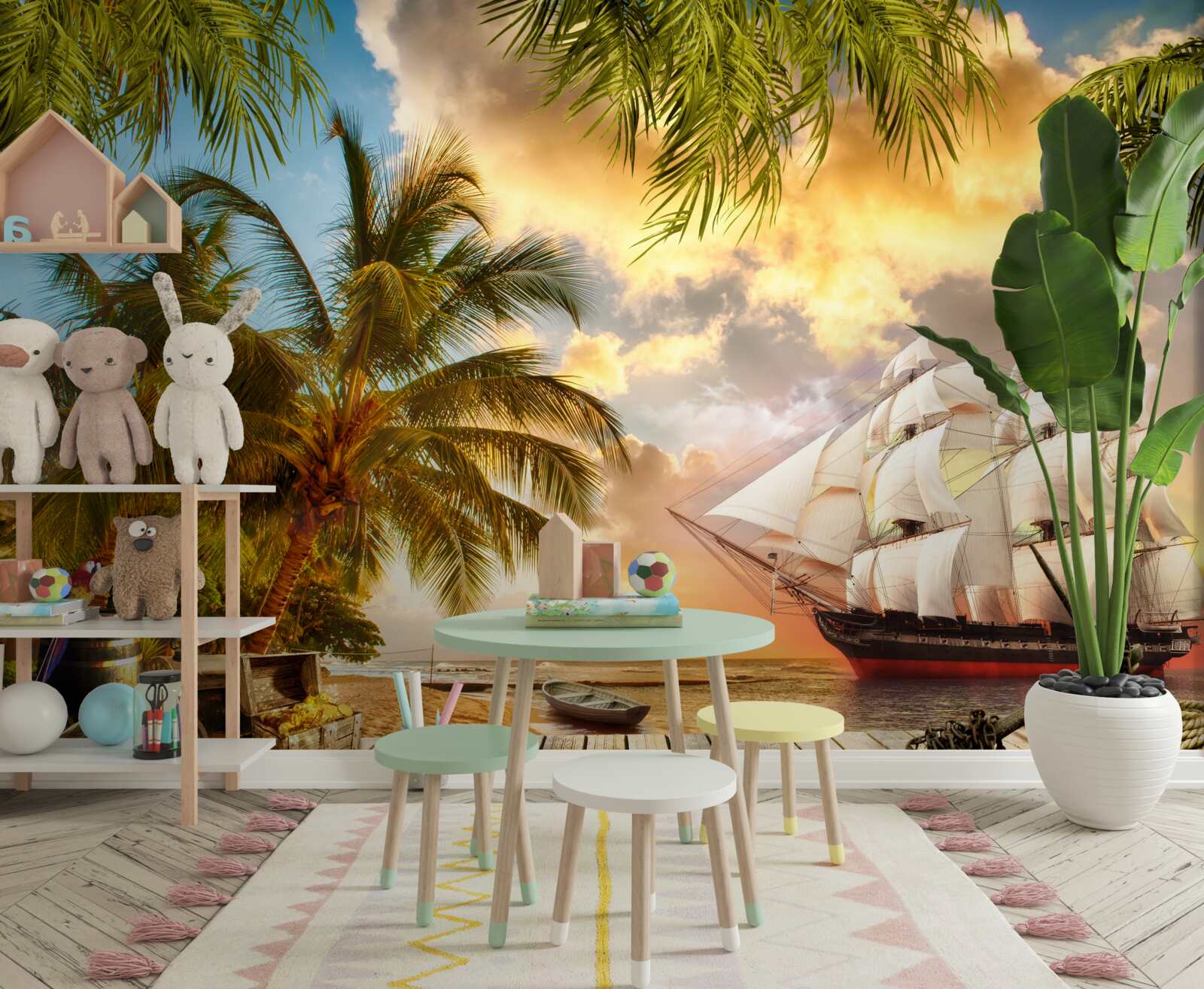 Fototapet nava se apropie de coastă