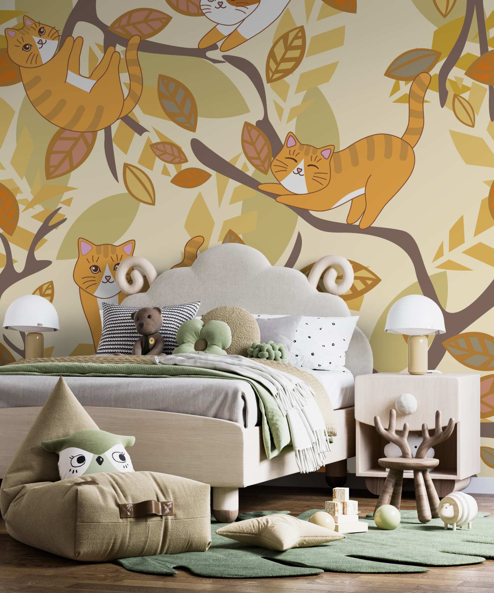 Fototapet pisici roșii stând într-un copac