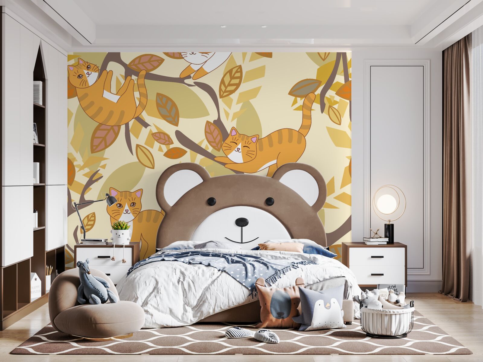 Fototapet pisici roșii stând într-un copac