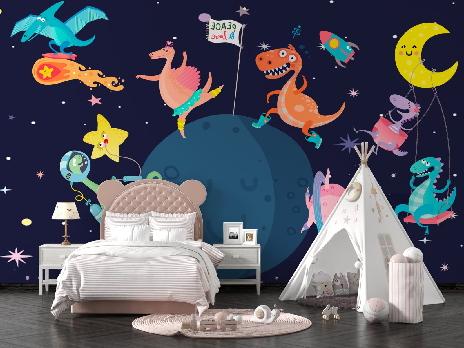 Fototapet dinozauri spațiali