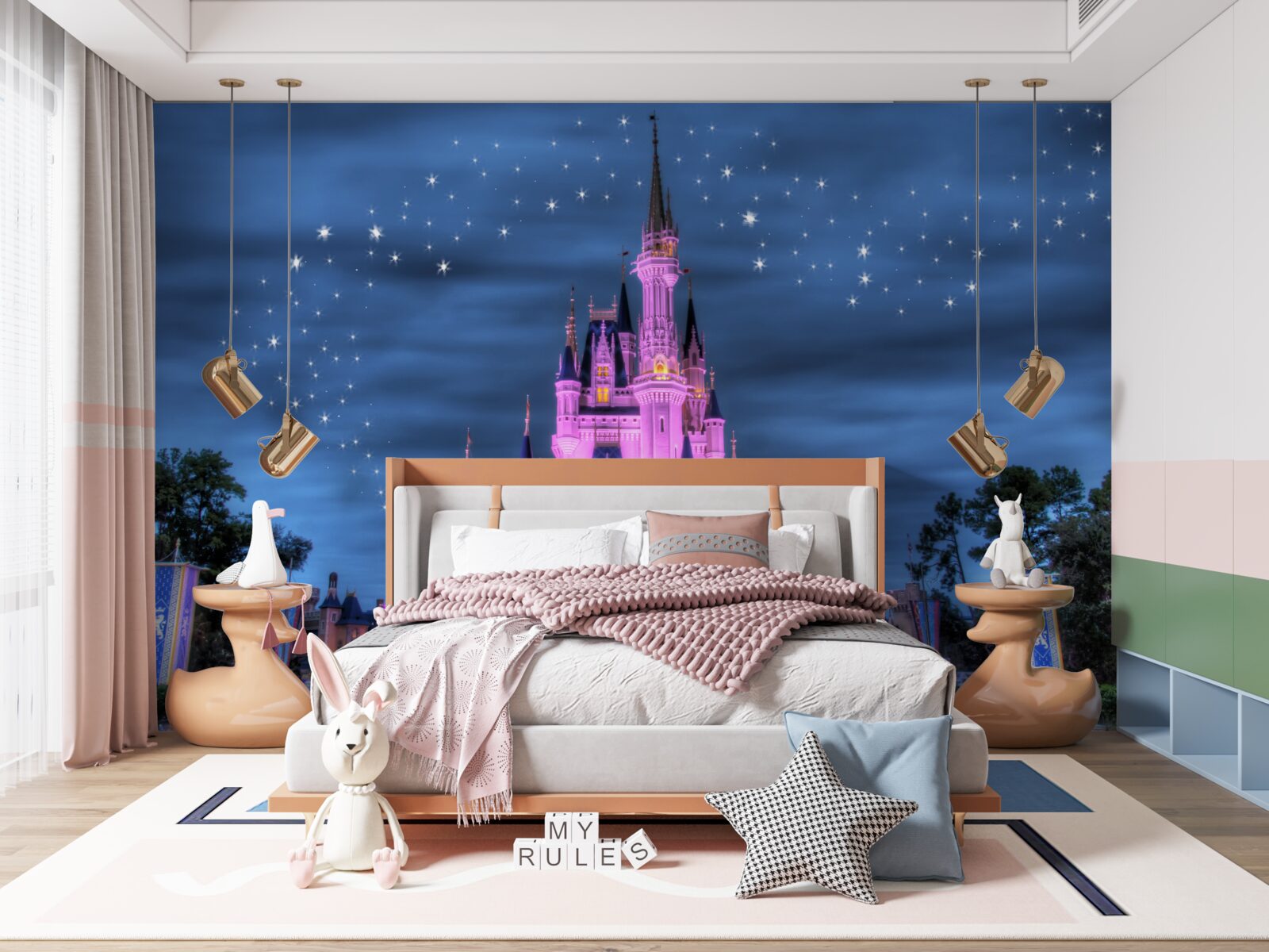 Fototapet iluminarea de seară a castelului