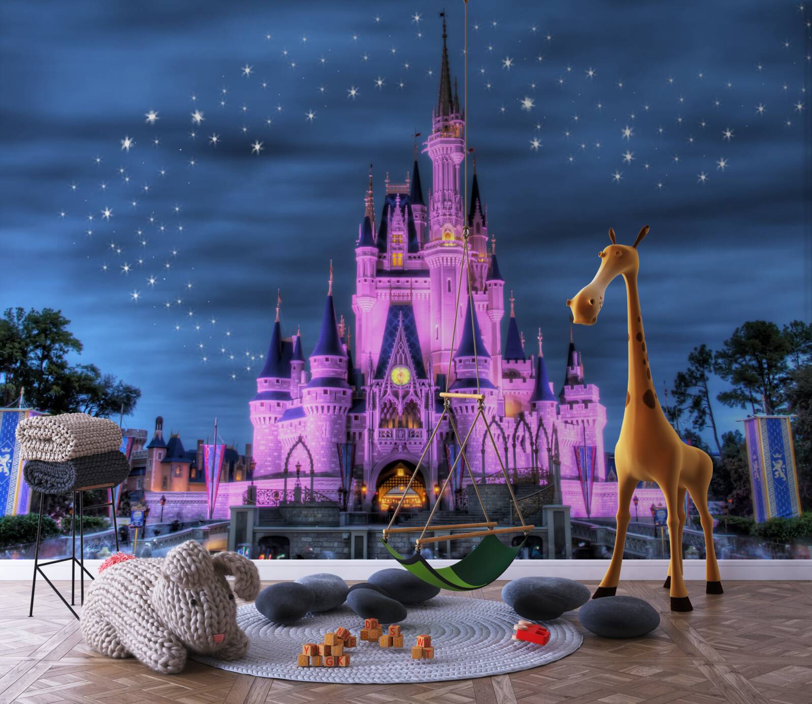 Fototapet iluminarea de seară a castelului