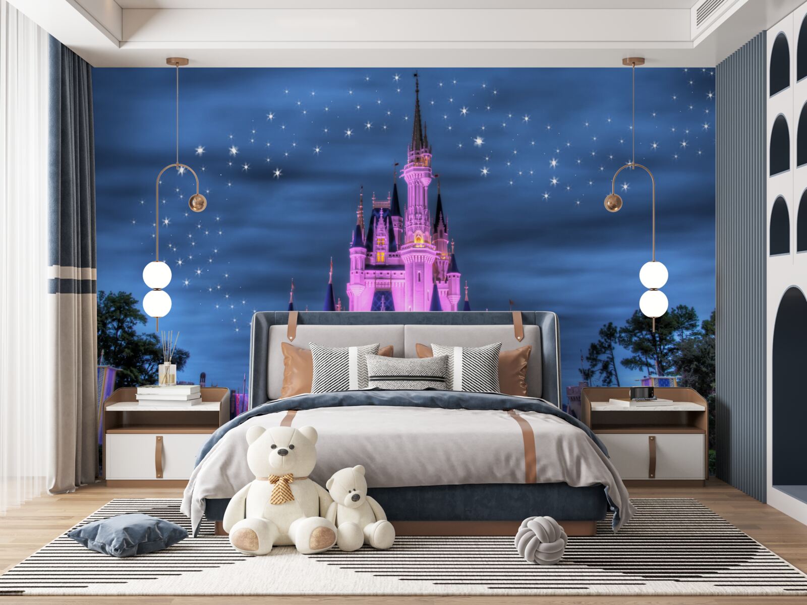 Fototapet iluminarea de seară a castelului