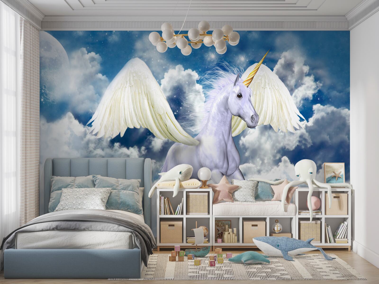 Fototapet Pegasus zburând printre nori