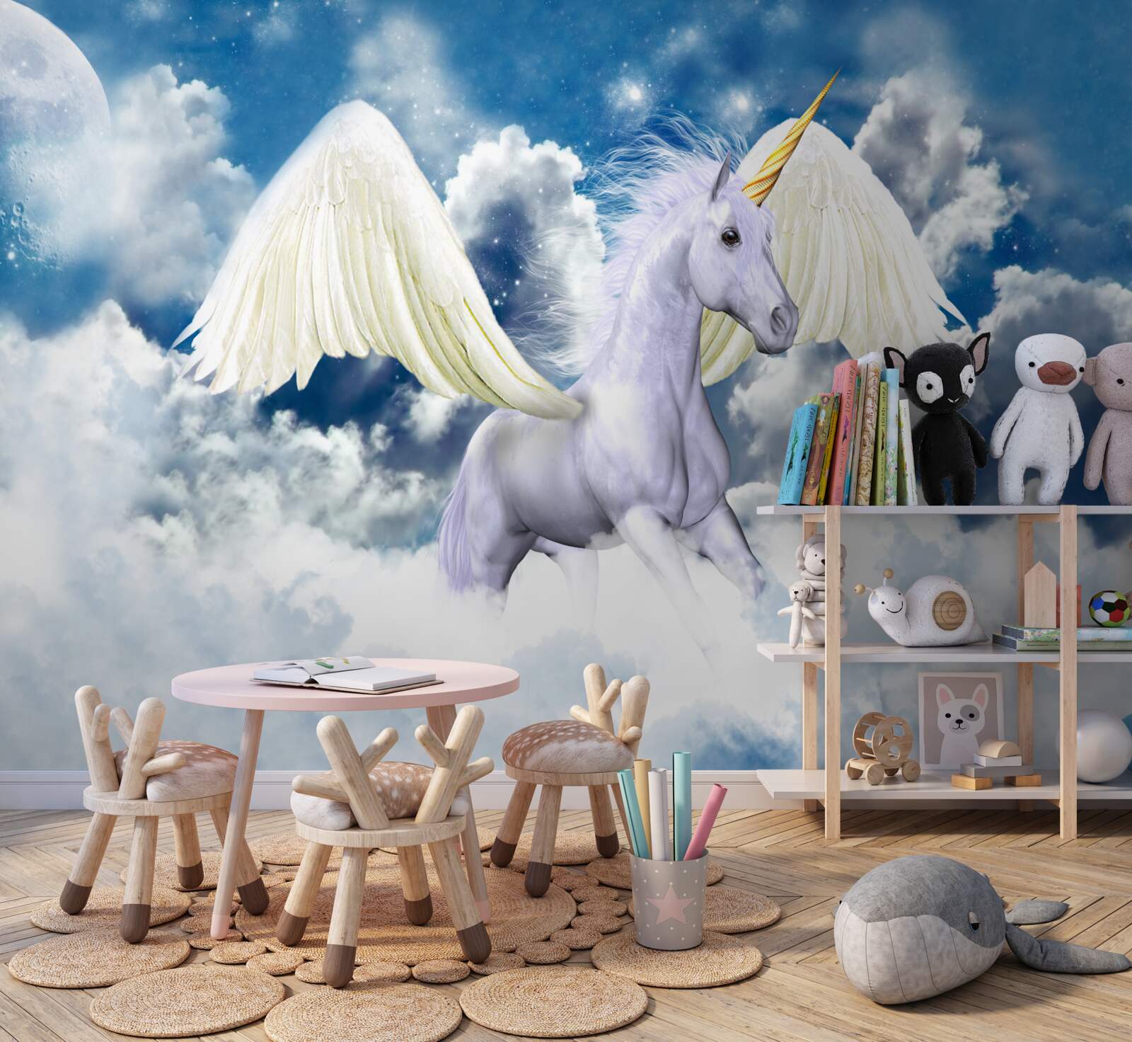 Fototapet Pegasus zburând printre nori