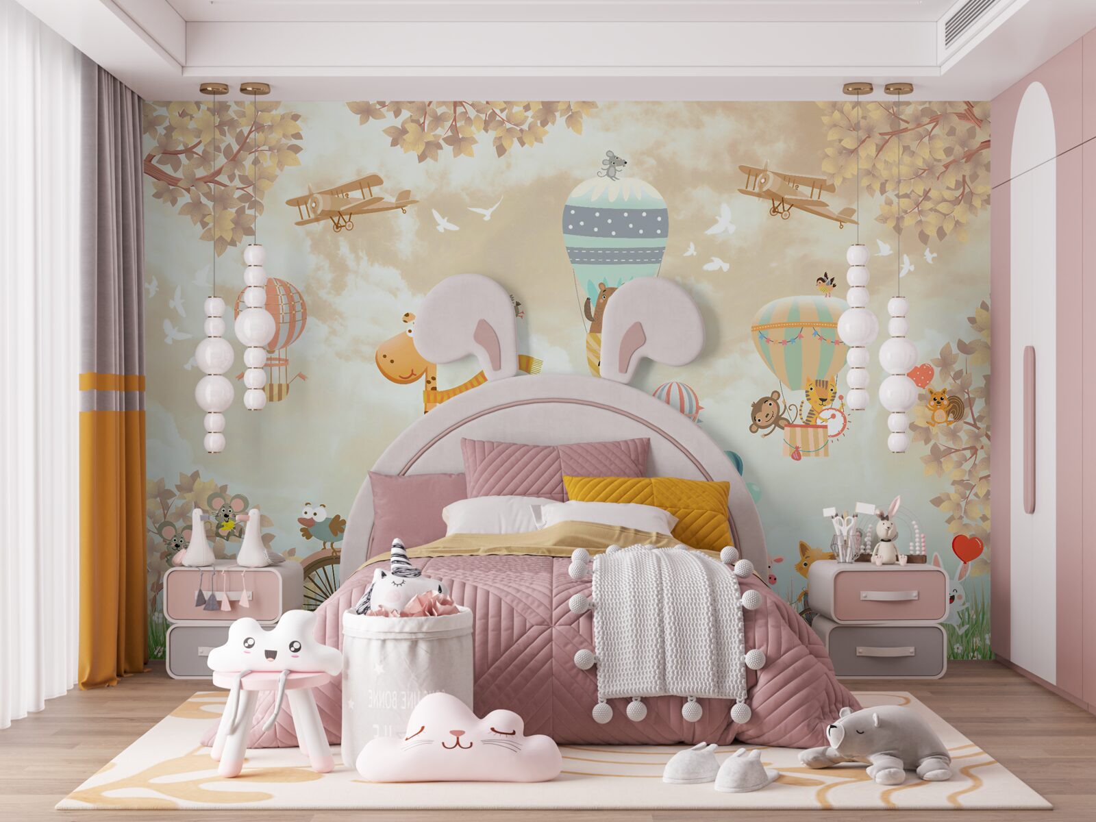 Fototapet animalele se mișcă și alunecă prin aer