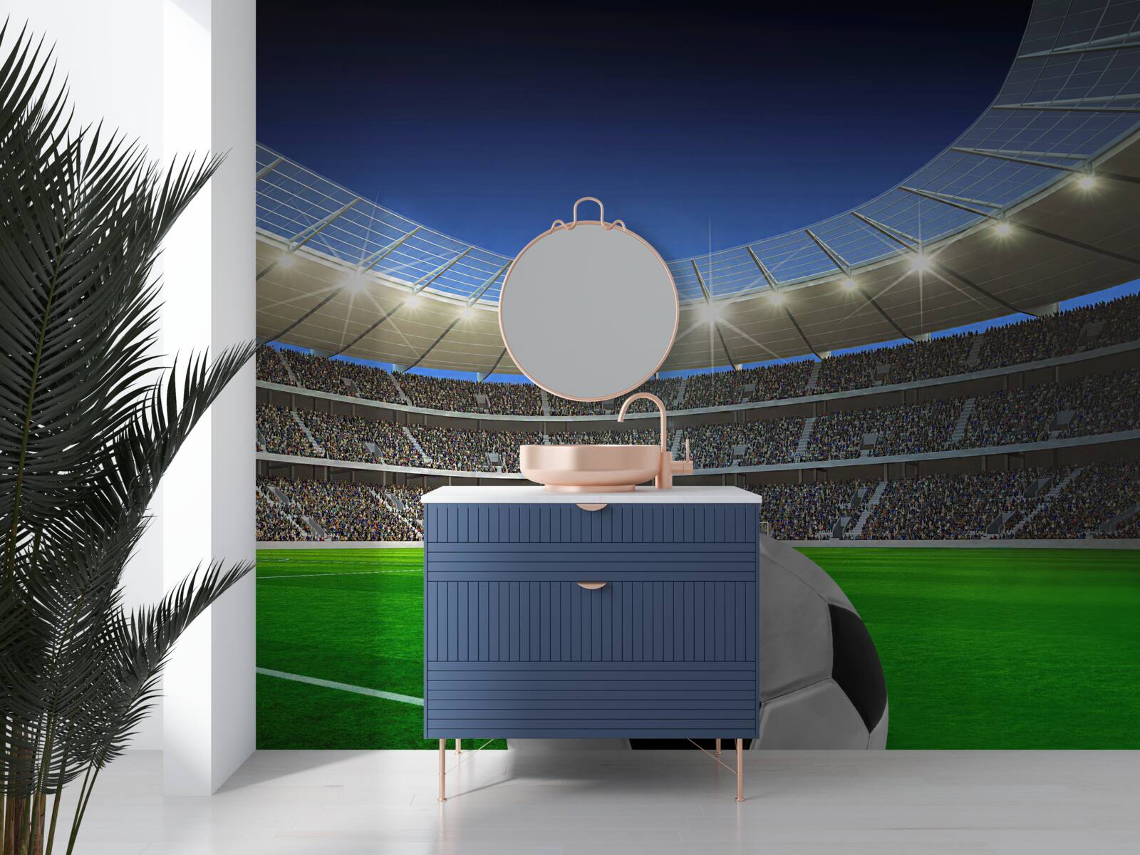 Fototapet în arenă există un teren de fotbal cu o minge