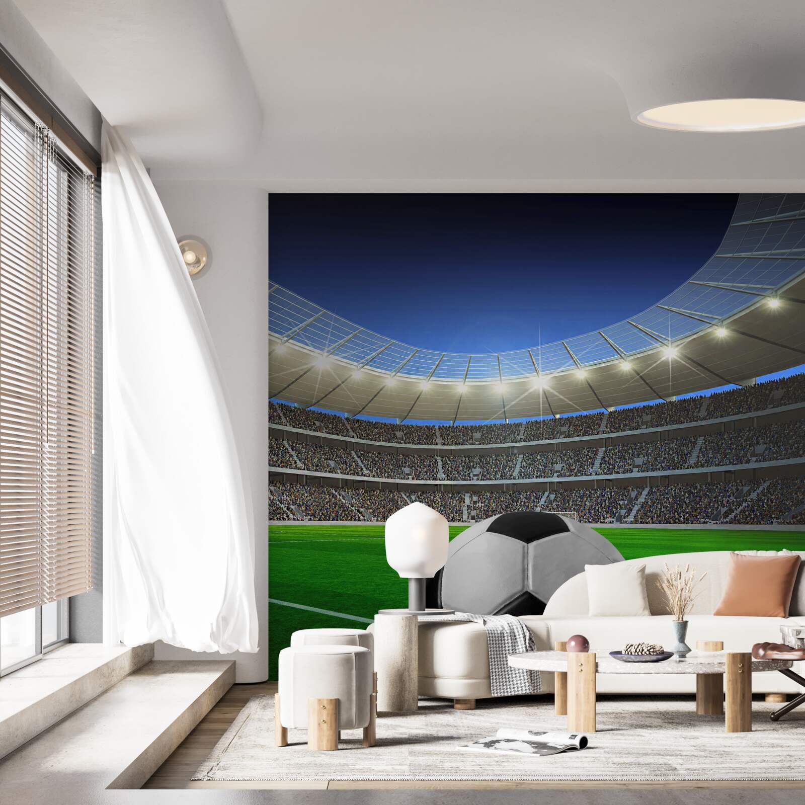 Fototapet în arenă există un teren de fotbal cu o minge