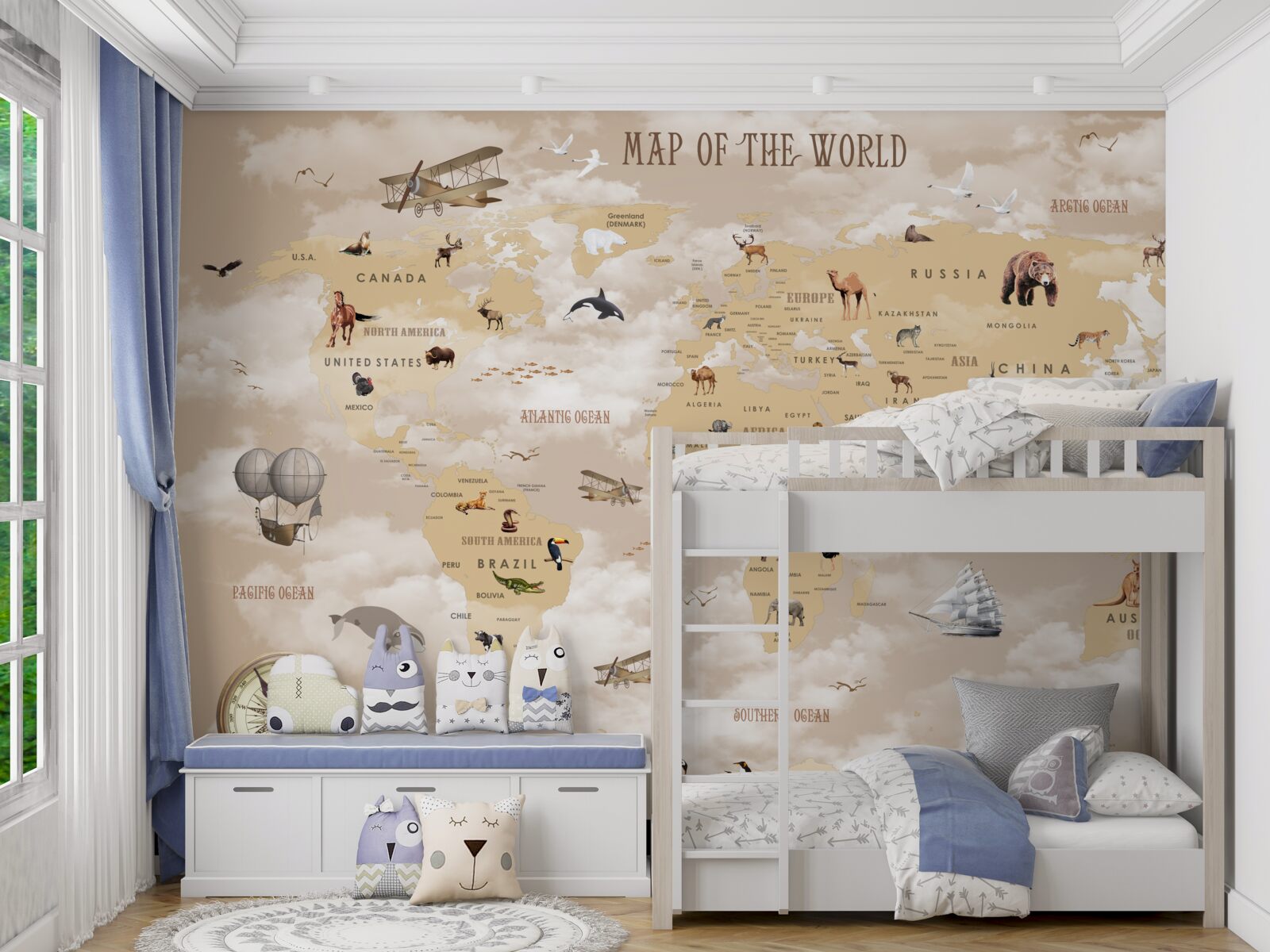 Fototapet harta lumii în nuanțe de maro