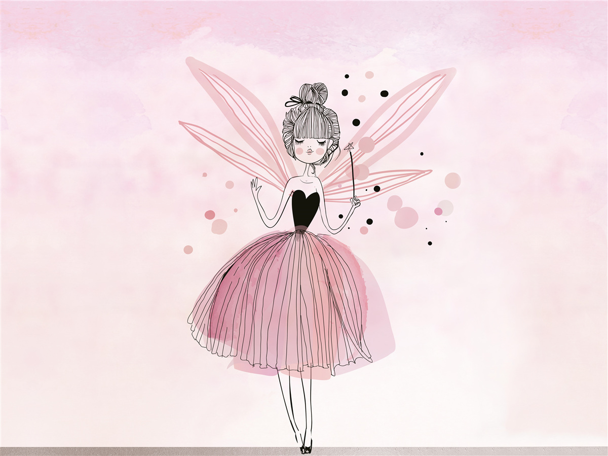 Fototapet zână pe un fundal roz