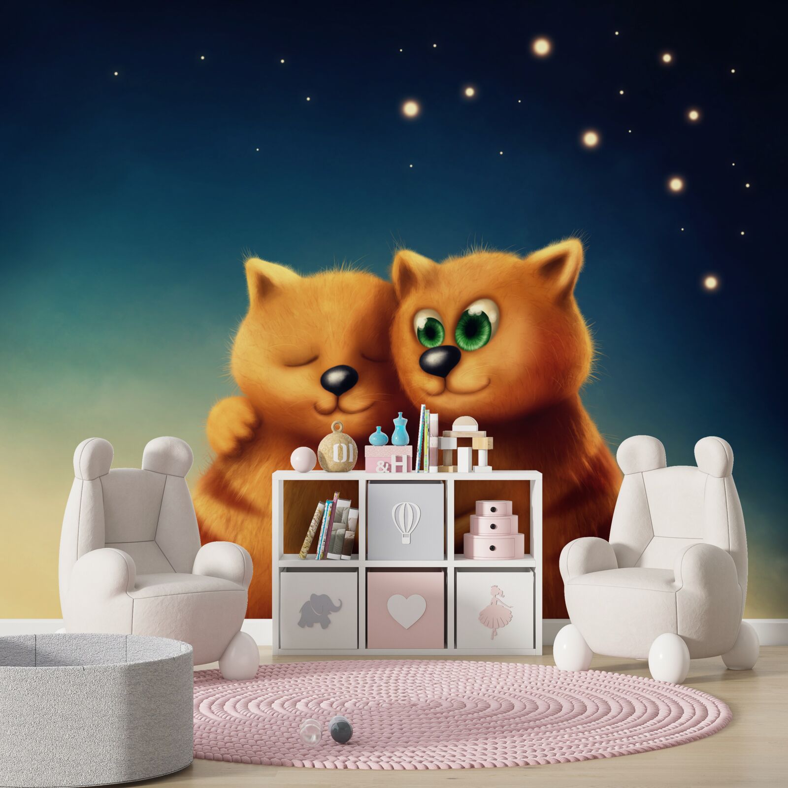 Fototapet pisicile se îmbrățișează