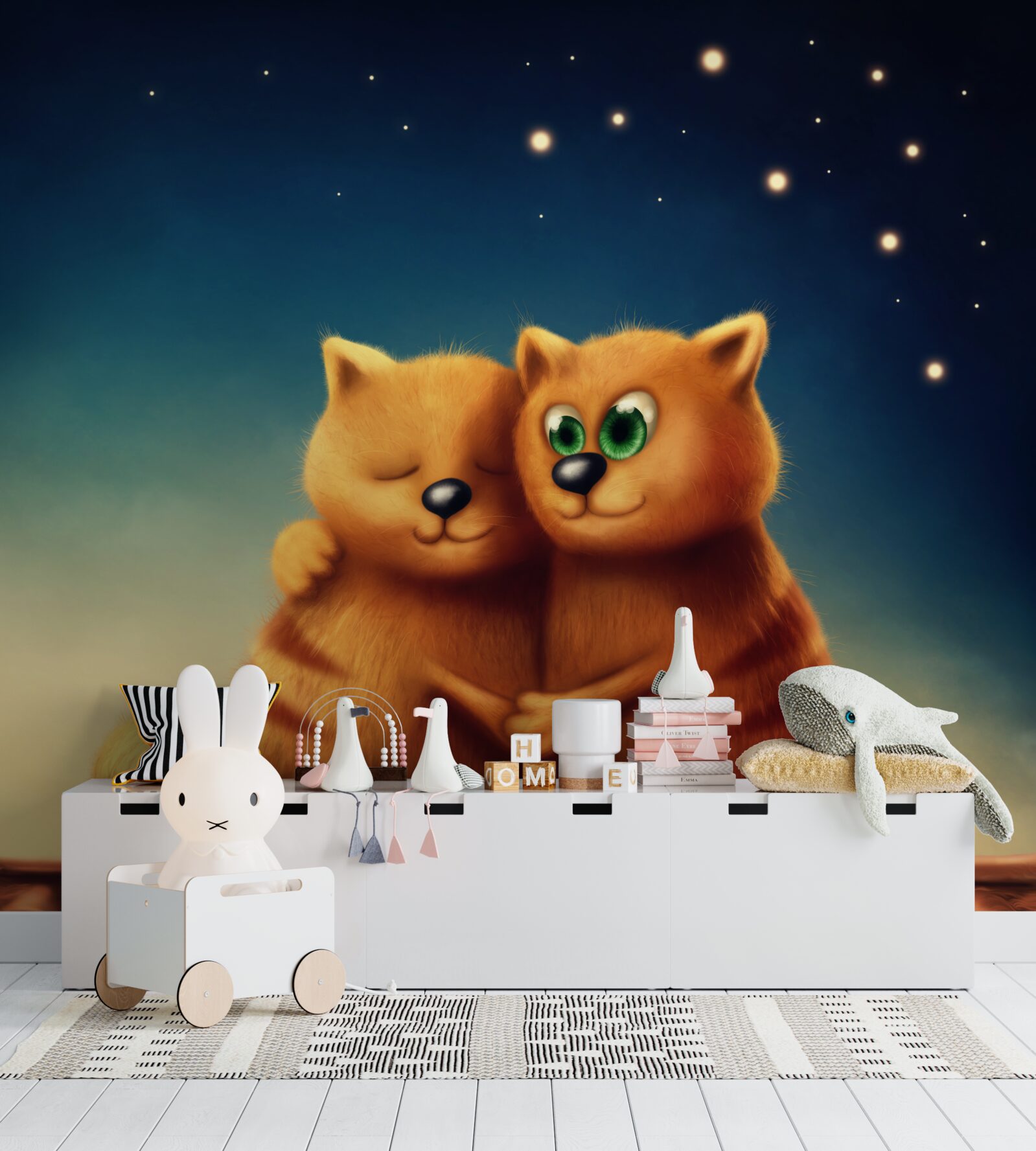 Fototapet pisicile se îmbrățișează