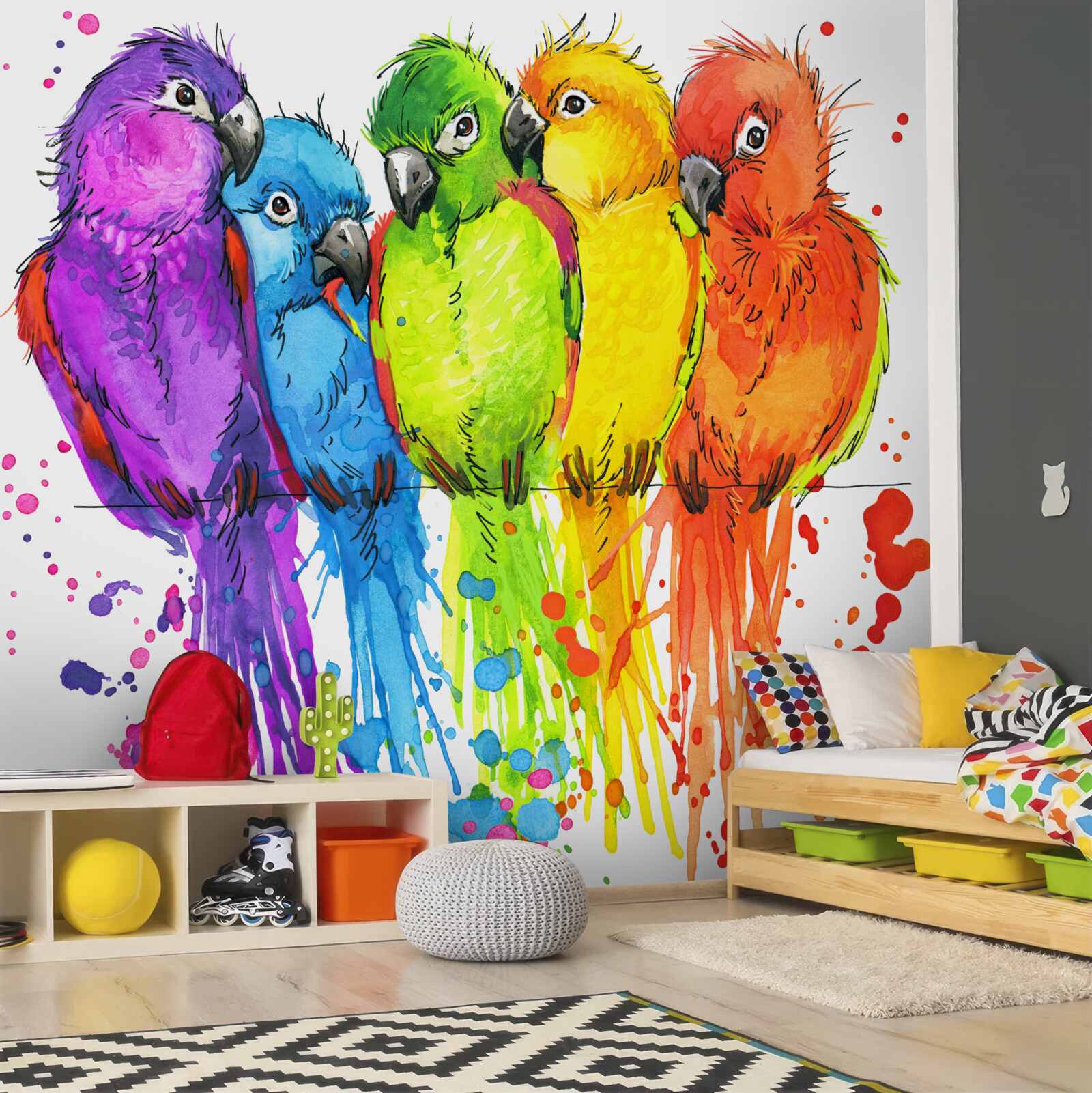 Fototapet diverși papagali