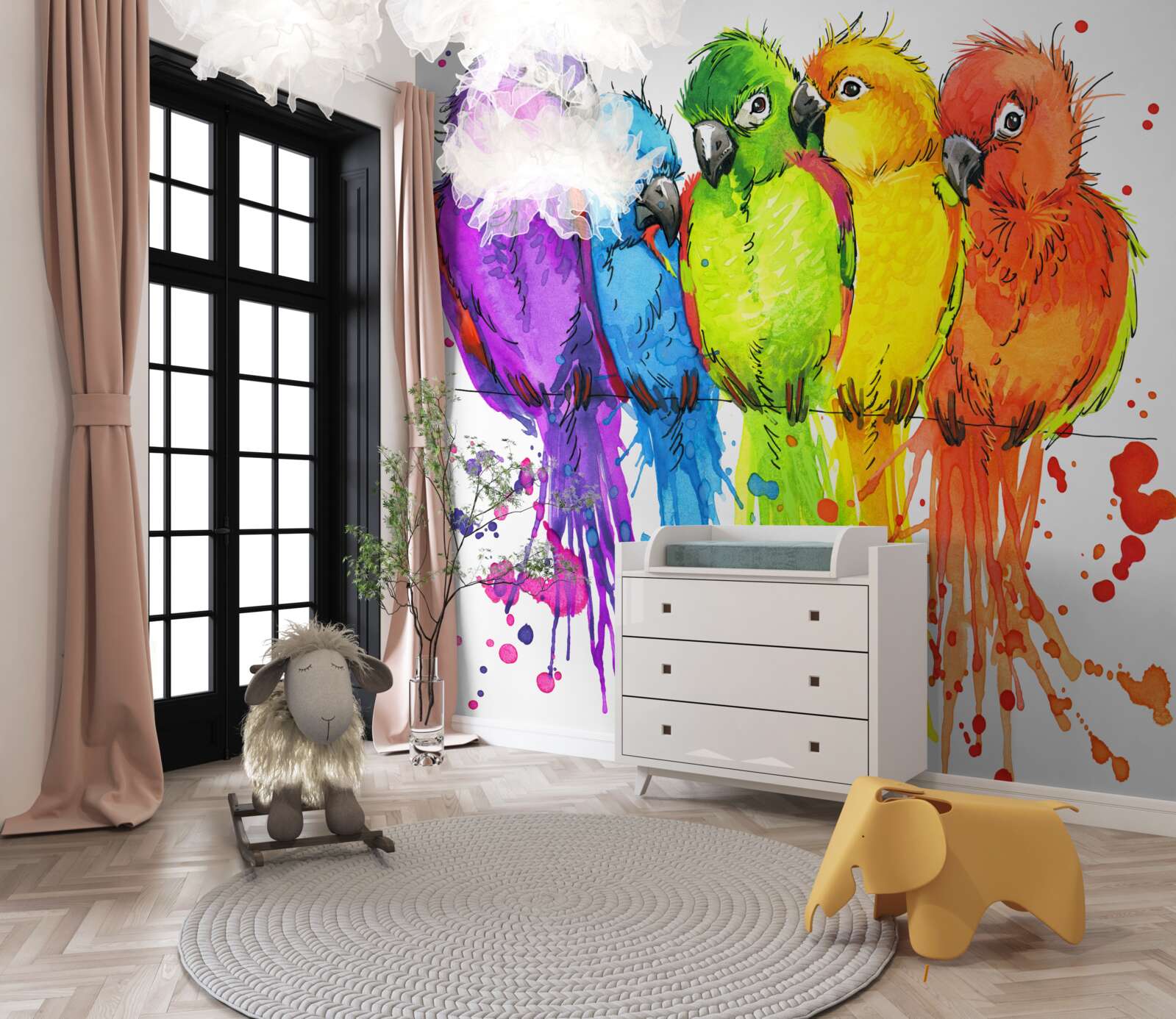 Fototapet diverși papagali