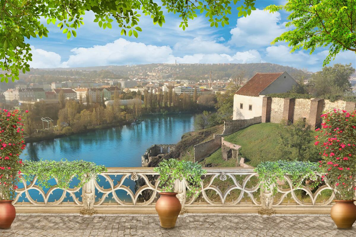 Fototapet așezare montană