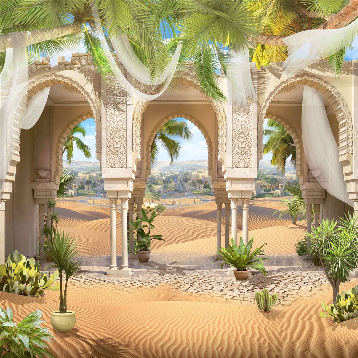 Fototapet panoramă a deșertului de la palat