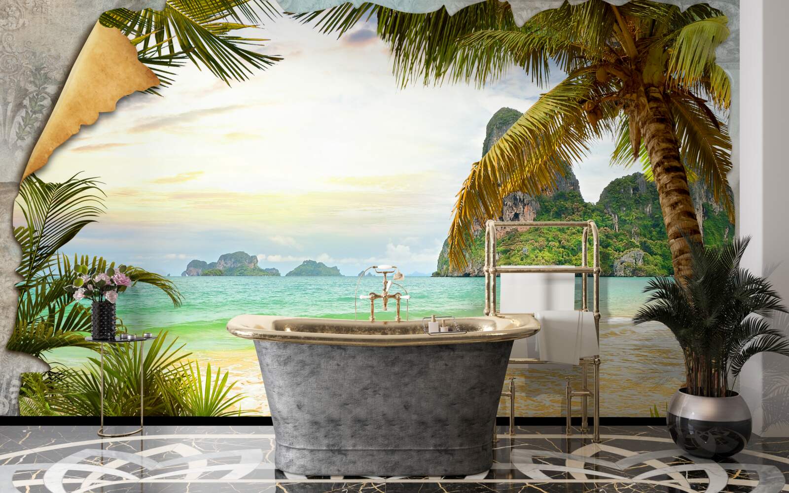 Fototapet ocean și stânci