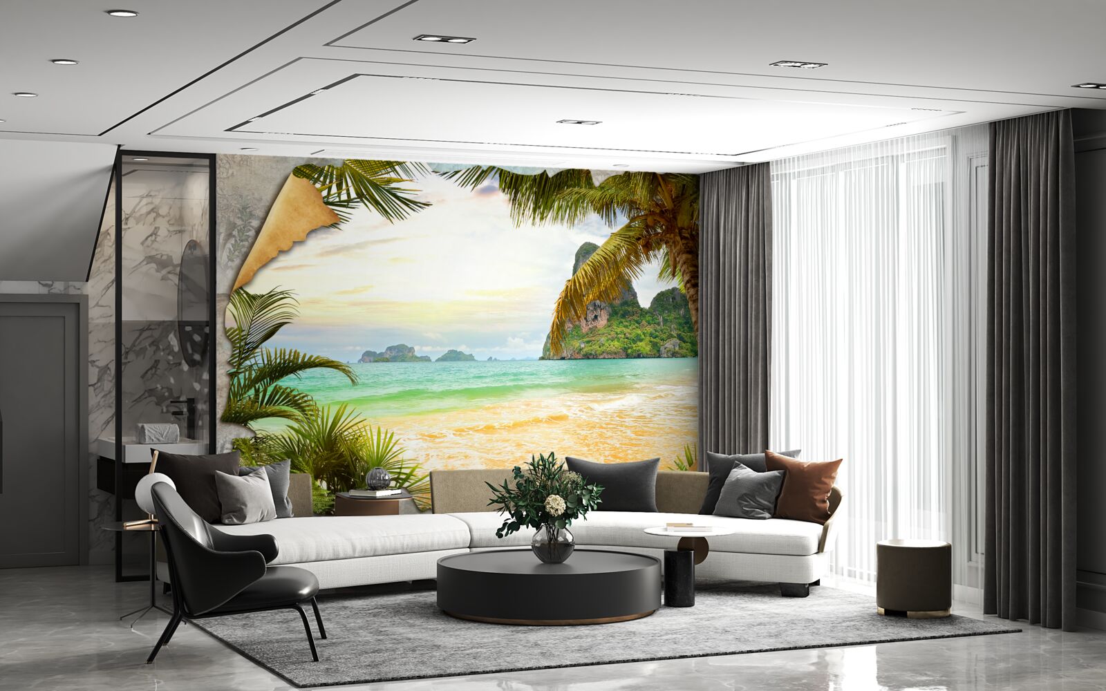 Fototapet ocean și stânci