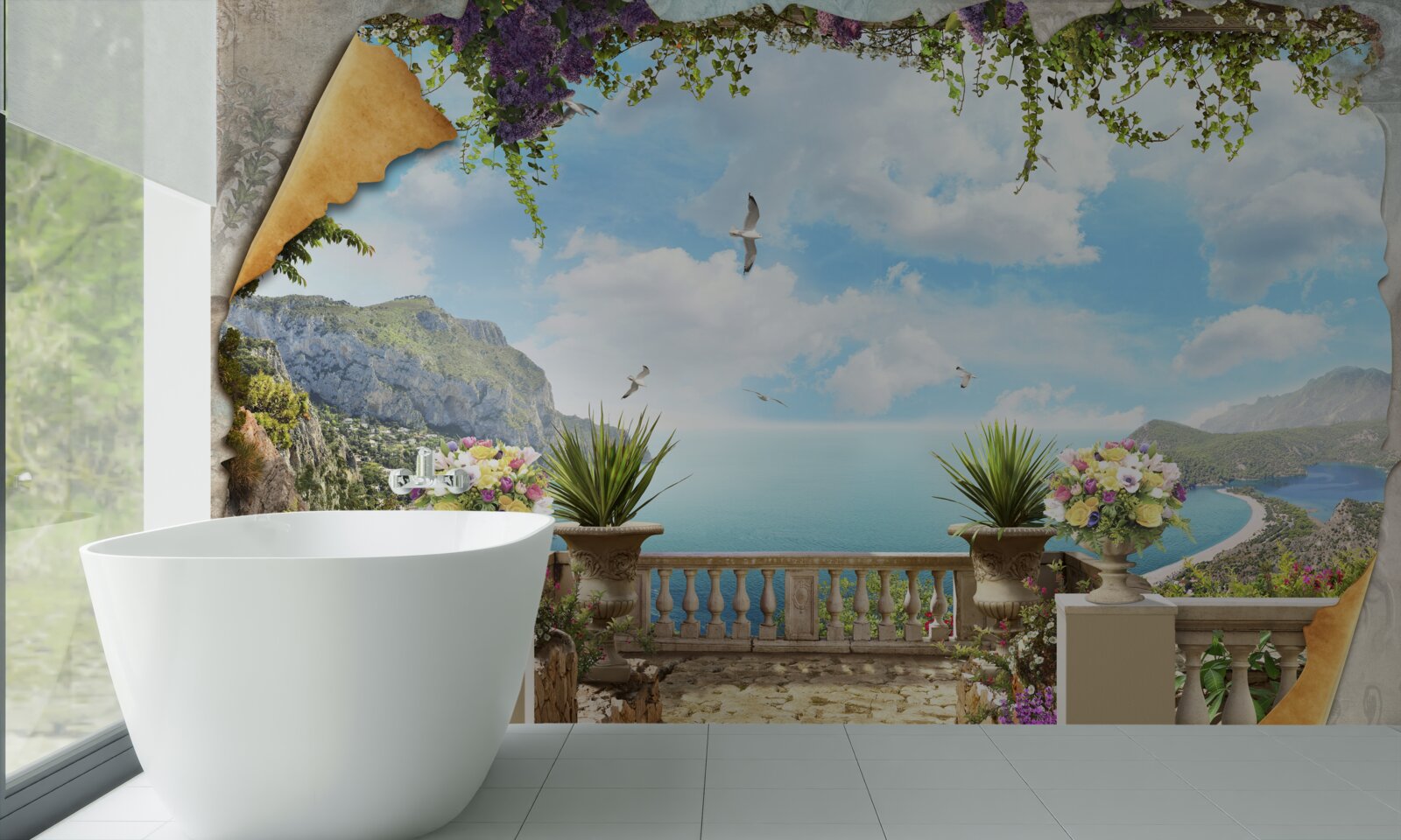 Fototapet vedere panoramică la mare de la balcon