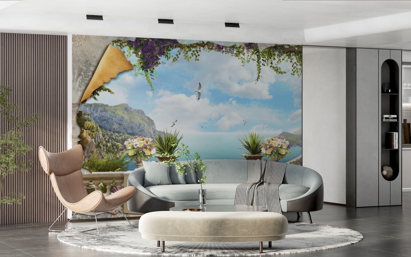 Fototapet vedere panoramică la mare de la balcon