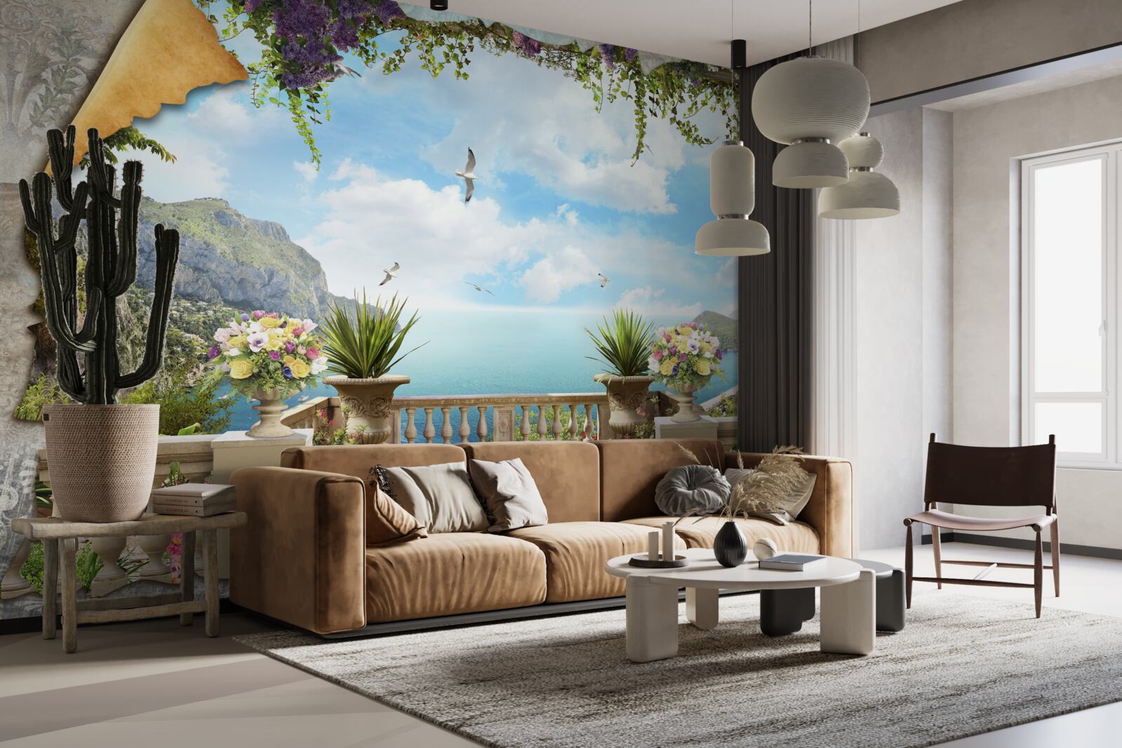 Fototapet vedere panoramică la mare de la balcon