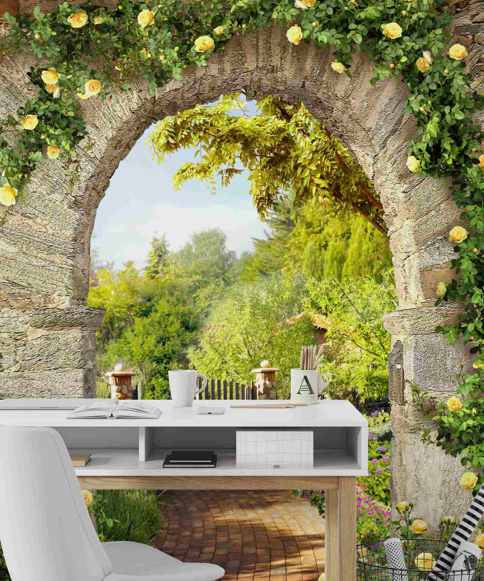 Fototapet grădină de trandafiri