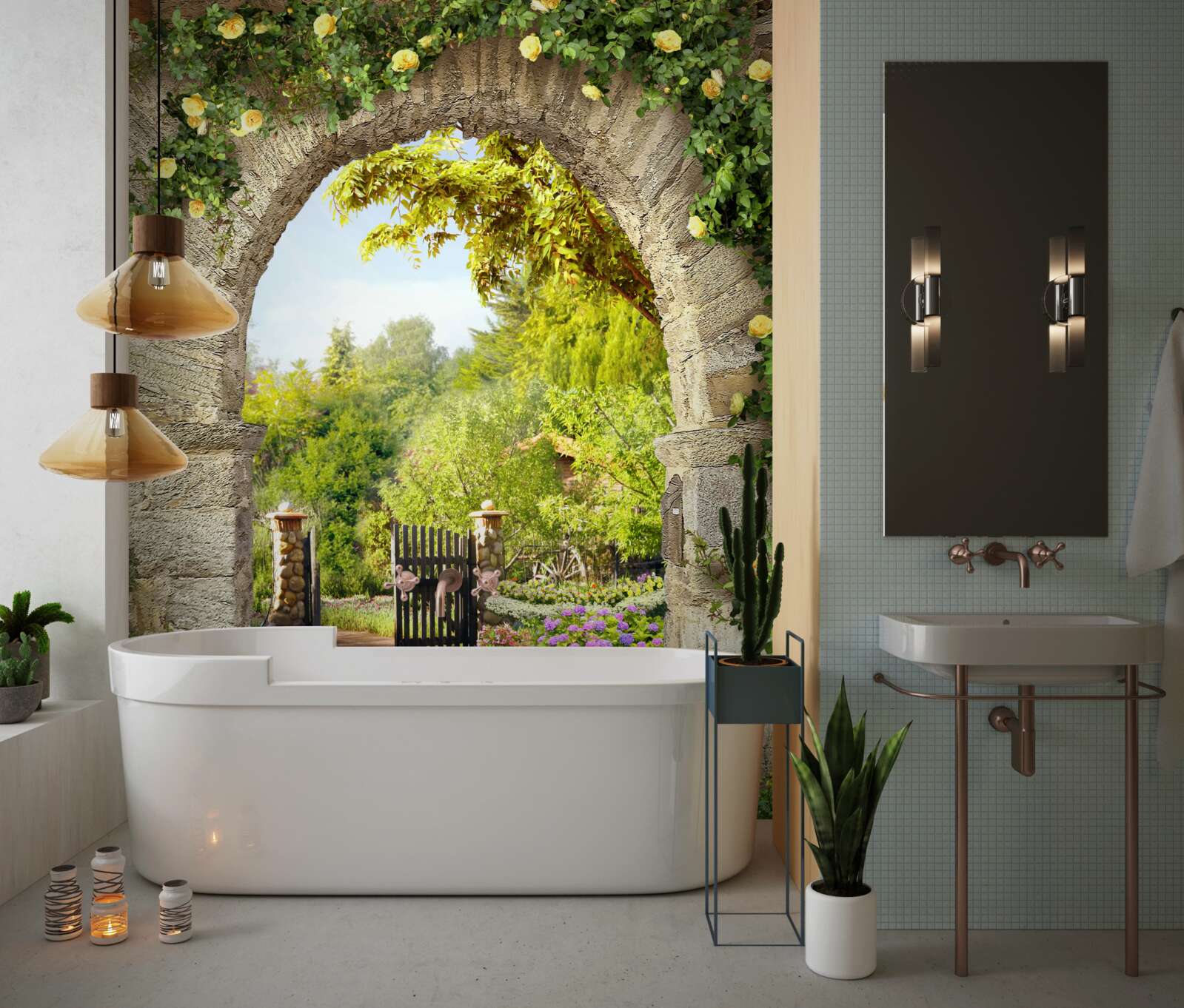 Fototapet grădină de trandafiri