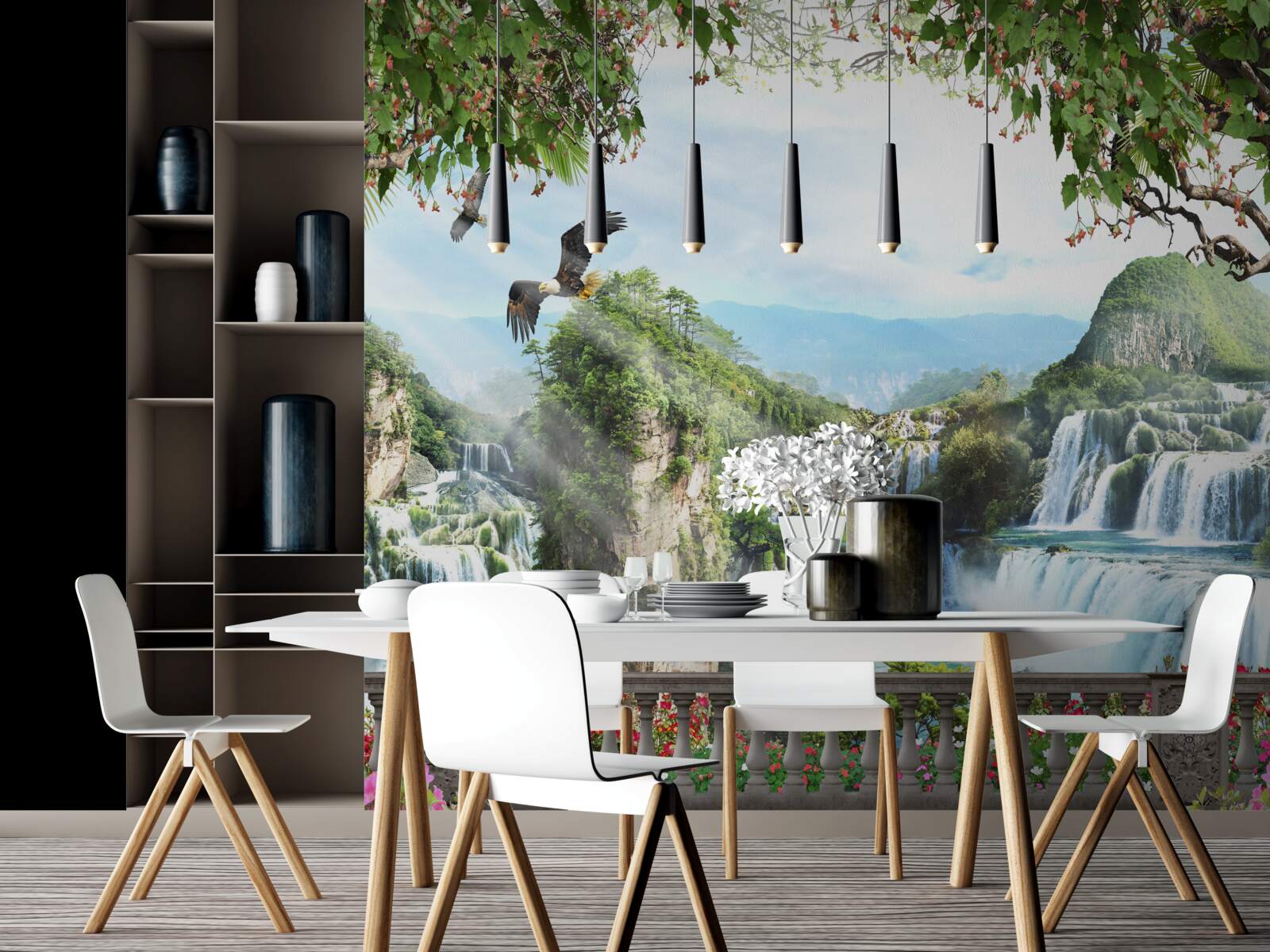 Fototapet panorama cascadelor înalte magnifice