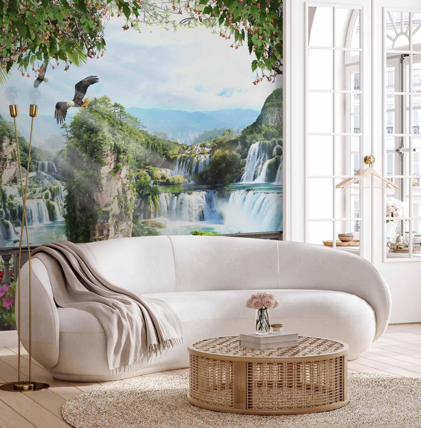 Fototapet panorama cascadelor înalte magnifice