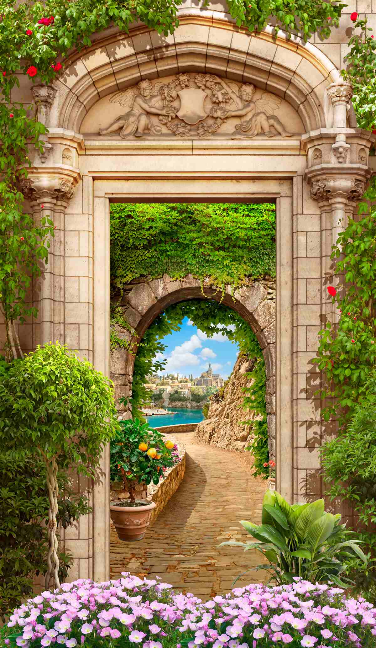 Fototapet tranziție excelentă sub arcadă