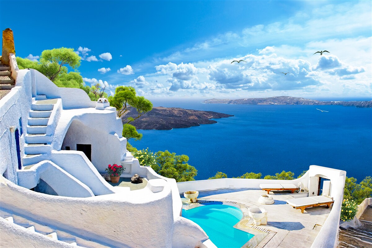 Fototapet insula santorini din grecia