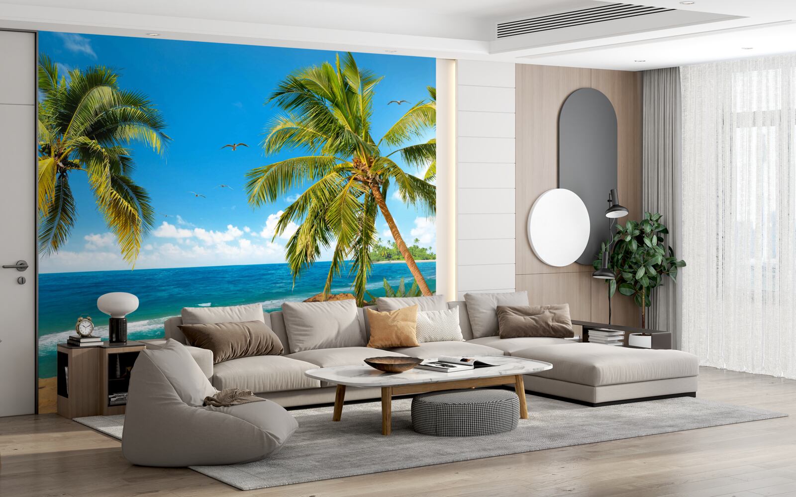 Fototapet palmieri înalți lângă coastă