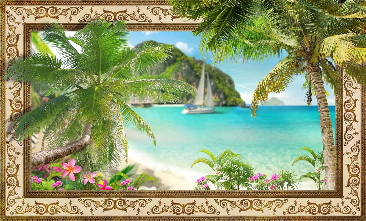 Fototapet iaht cu vele la mare