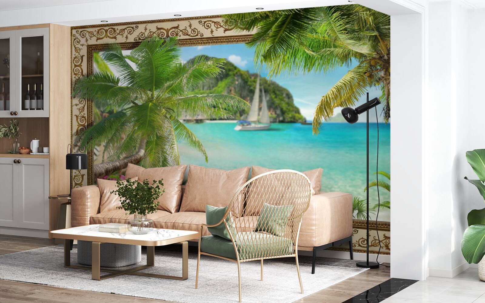 Fototapet iaht cu vele la mare