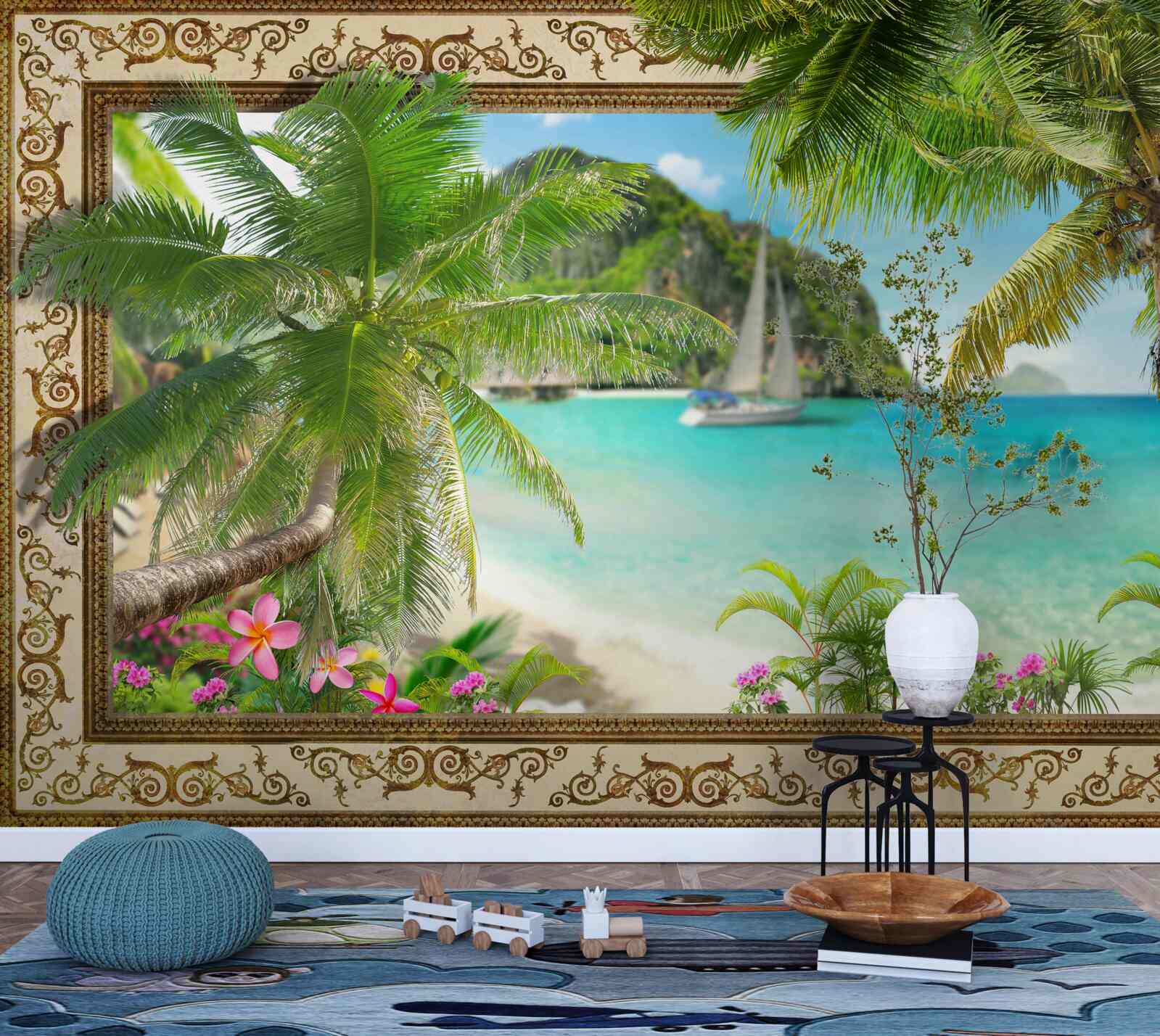 Fototapet iaht cu vele la mare