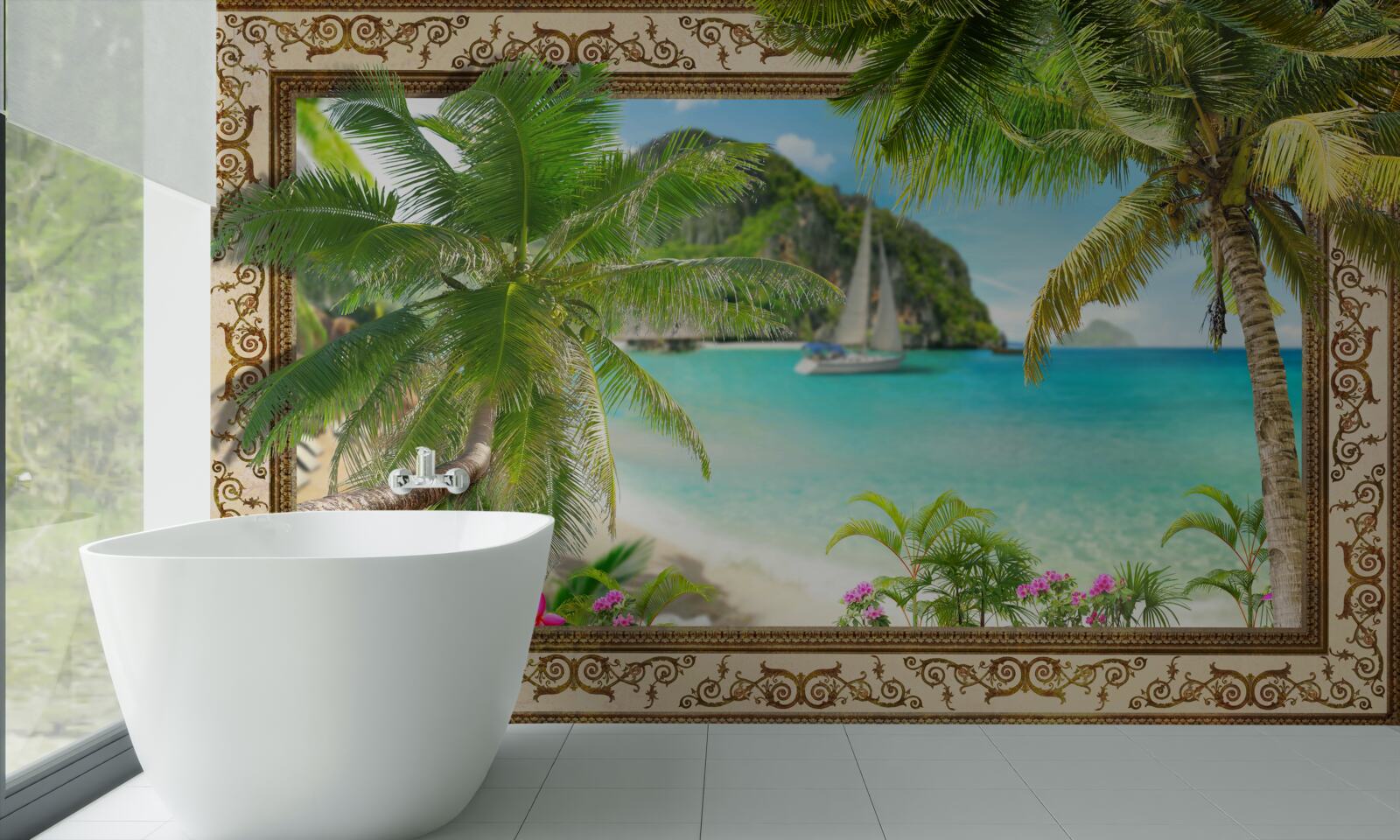 Fototapet iaht cu vele la mare