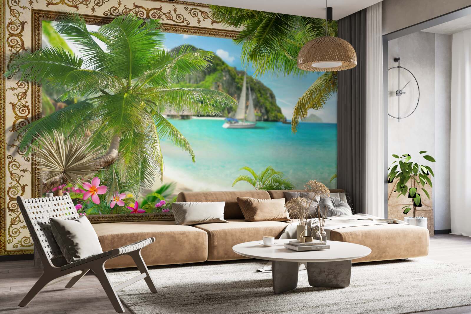 Fototapet iaht cu vele la mare