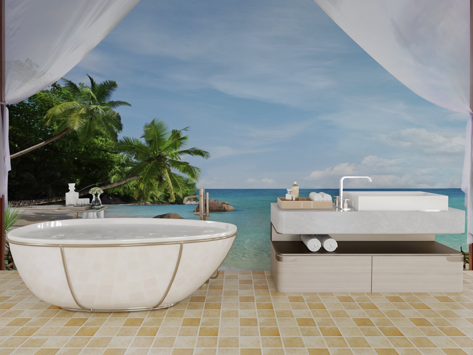 Fototapet acces la plajă și la țărmul mării